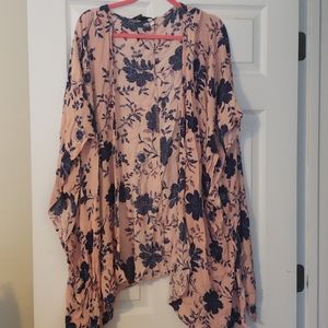 *Pink floral chiffon kimono short sleeve